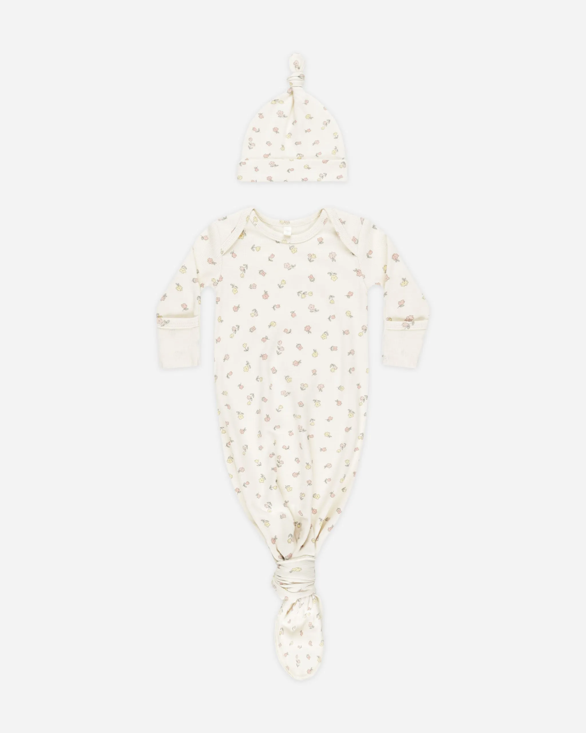 -Knotted Baby Gown   Hat Set || Fleur-