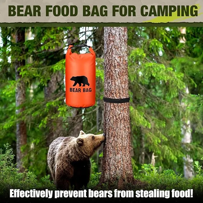 1 Set Bear Food Bag for Camping Ultralight Food Bag Hanging System Includes Waterproof Bear Bag, Nylon Ropes, Hooks for Camping Backpacking