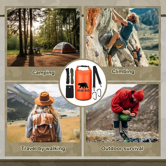 1 Set Bear Food Bag for Camping Ultralight Food Bag Hanging System Includes Waterproof Bear Bag, Nylon Ropes, Hooks for Camping Backpacking
