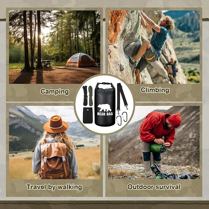 1 Set Bear Food Bag for Camping Ultralight Food Bag Hanging System Includes Waterproof Bear Bag, Nylon Ropes, Hooks for Camping Backpacking