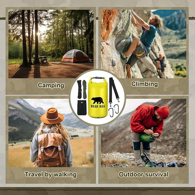 1 Set Bear Food Bag for Camping Ultralight Food Bag Hanging System Includes Waterproof Bear Bag, Nylon Ropes, Hooks for Camping Backpacking