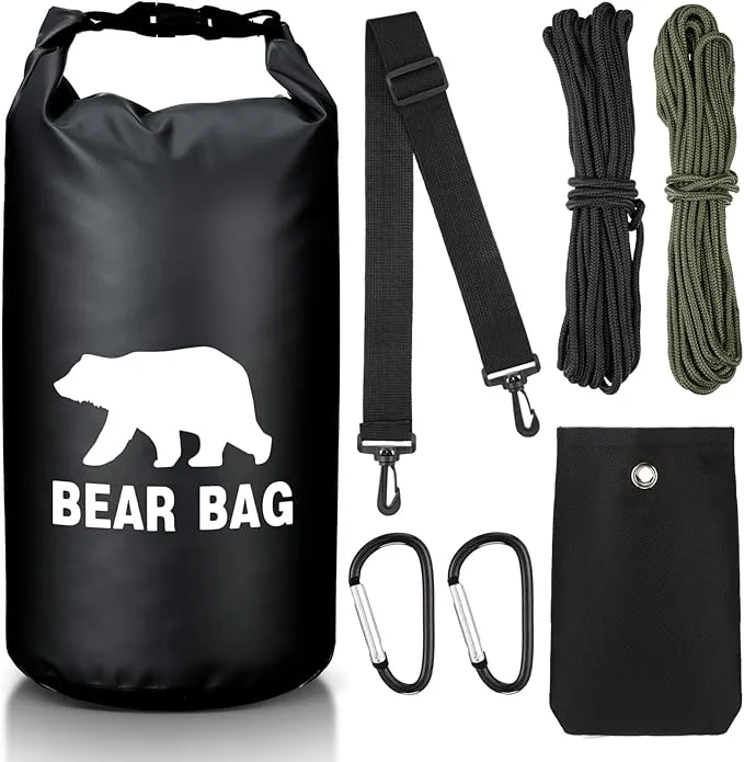 1 Set Bear Food Bag for Camping Ultralight Food Bag Hanging System Includes Waterproof Bear Bag, Nylon Ropes, Hooks for Camping Backpacking