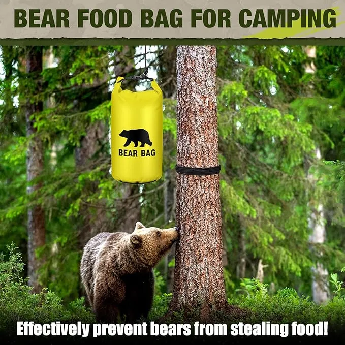 1 Set Bear Food Bag for Camping Ultralight Food Bag Hanging System Includes Waterproof Bear Bag, Nylon Ropes, Hooks for Camping Backpacking