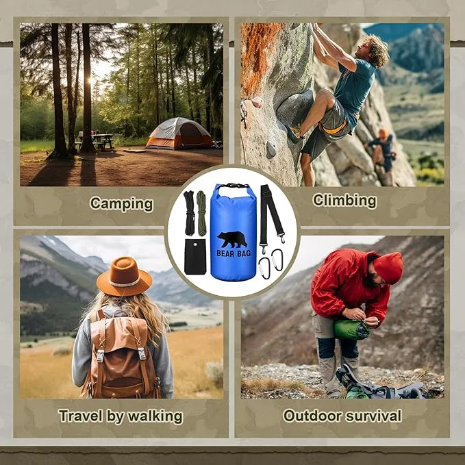 1 Set Bear Food Bag for Camping Ultralight Food Bag Hanging System Includes Waterproof Bear Bag, Nylon Ropes, Hooks for Camping Backpacking