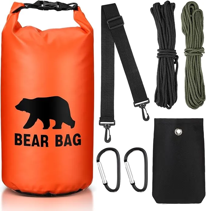 1 Set Bear Food Bag for Camping Ultralight Food Bag Hanging System Includes Waterproof Bear Bag, Nylon Ropes, Hooks for Camping Backpacking