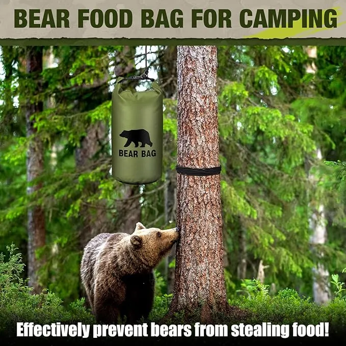 1 Set Bear Food Bag for Camping Ultralight Food Bag Hanging System Includes Waterproof Bear Bag, Nylon Ropes, Hooks for Camping Backpacking
