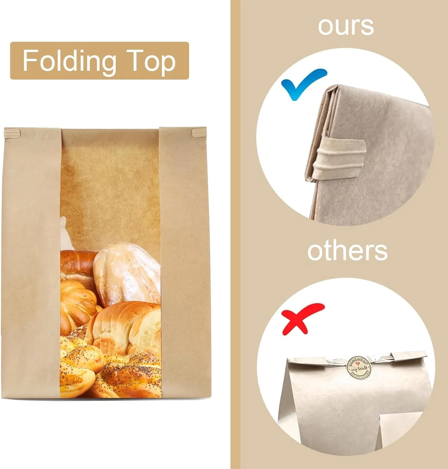 100 Pack Bread Bags for Homemade Bread Sourdough Bread Bags with Tin Strip Large Bakery Bags with Window Paper Bread bags