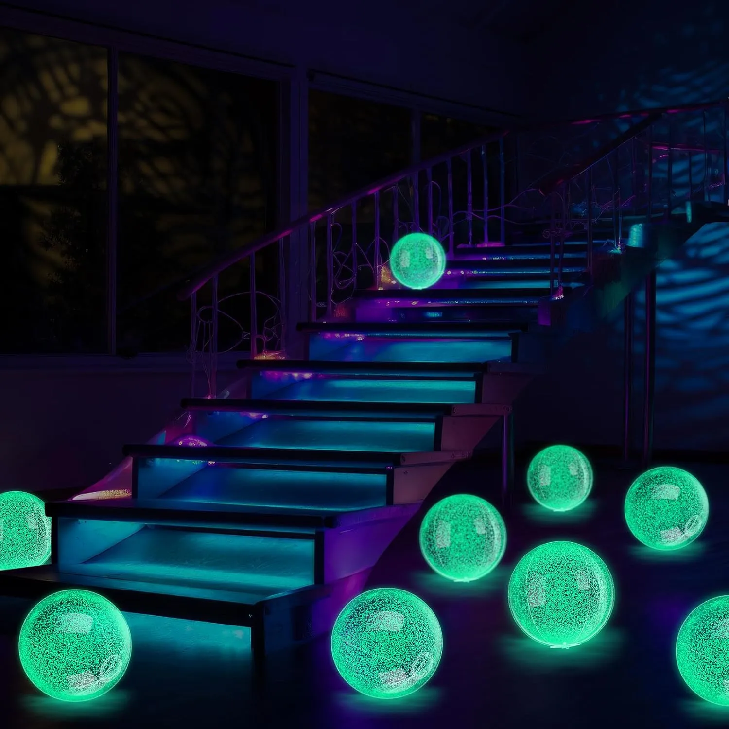 12 Pcs 8 Inch Light up Beach Balls Glow in The Dark Blow up Pool Floating Inflatable Balls for Summer Neon Pool Garden Decorations Outdoor