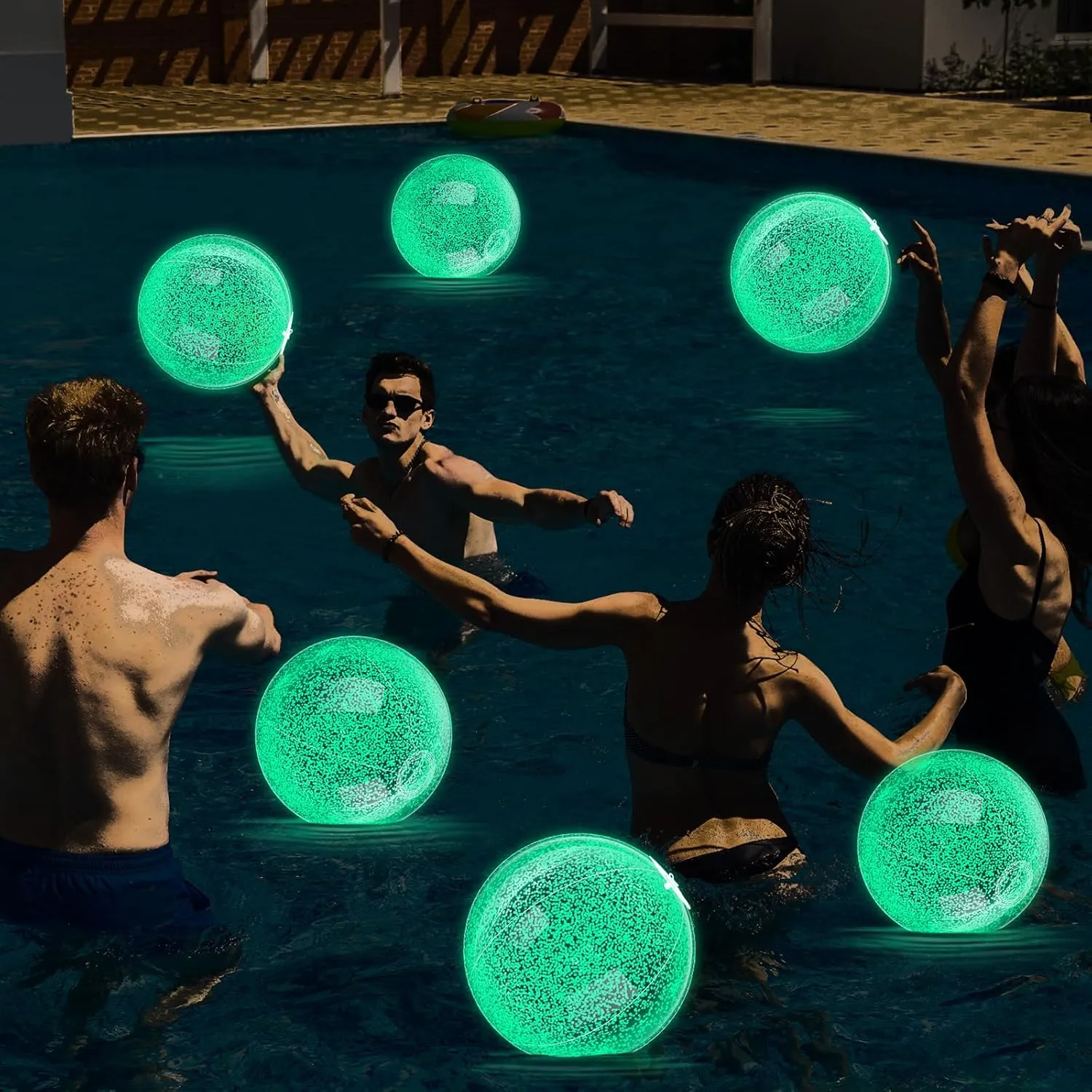12 Pcs 8 Inch Light up Beach Balls Glow in The Dark Blow up Pool Floating Inflatable Balls for Summer Neon Pool Garden Decorations Outdoor