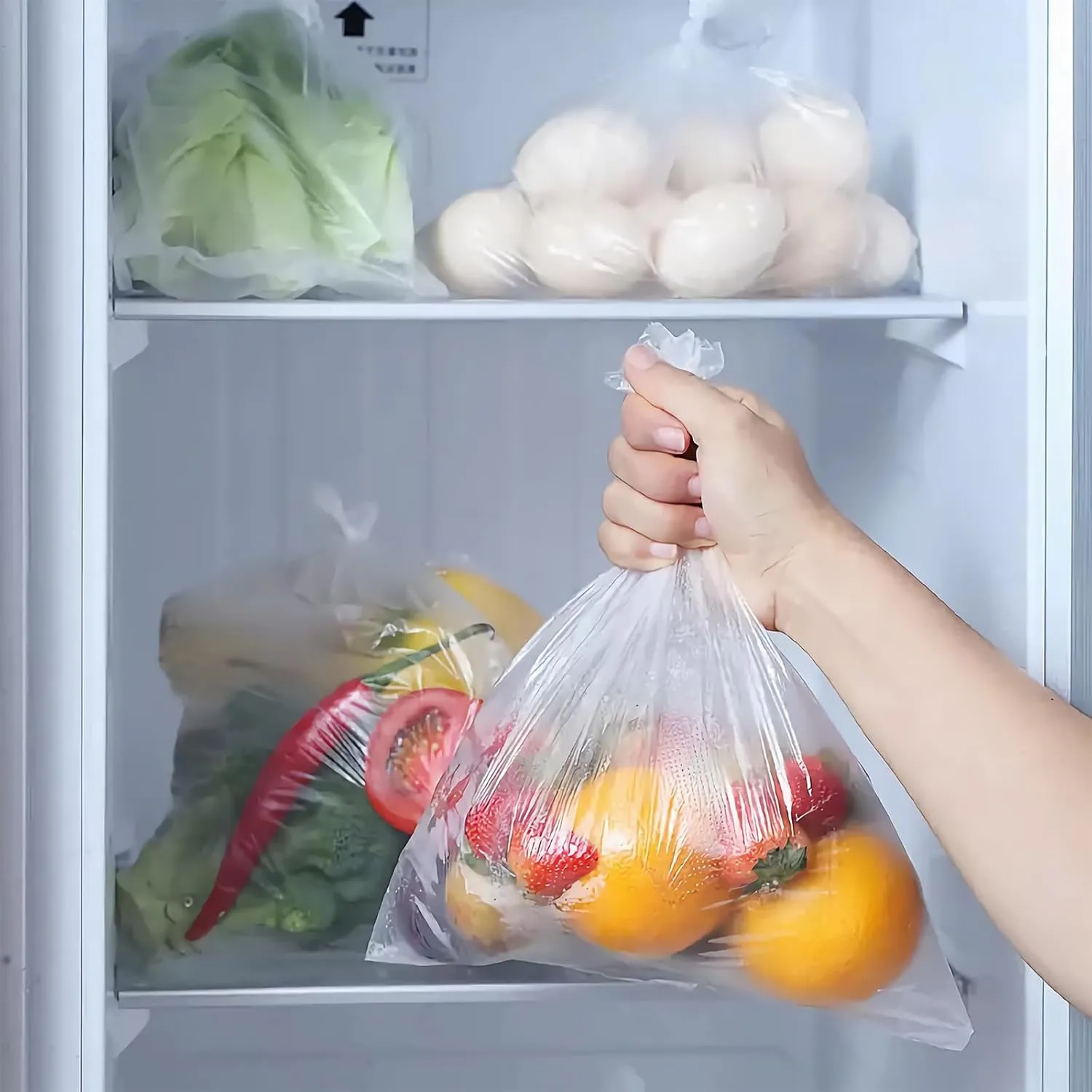 12" x 16" Clear Plastic Produce Bag on a Roll, Food Storage Bags for Vegetables, Bread, Fruits and Meat, Easy To Tear, Continuous Roll- 350 Bags/Roll - [4 Rolls]
