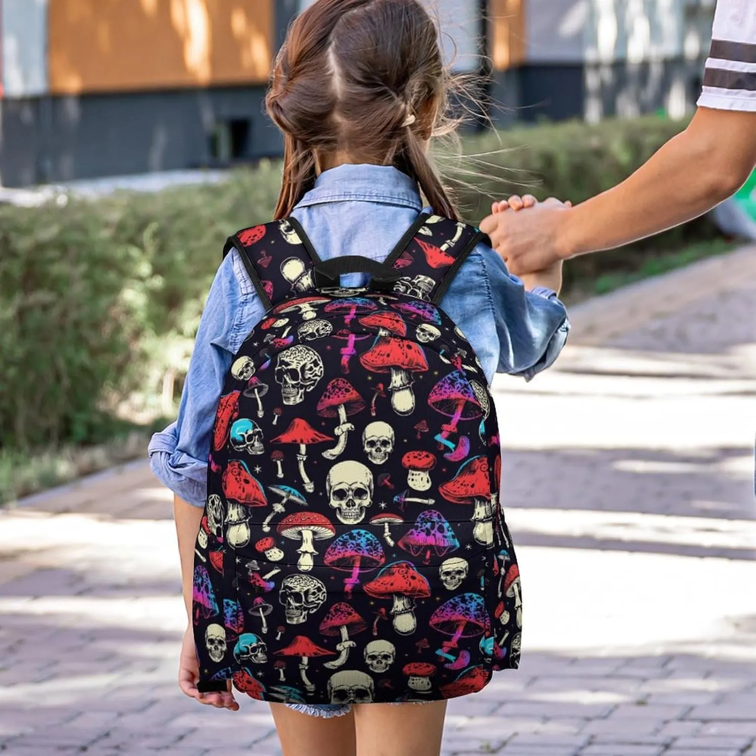 17 Inch Laptop Backpack Neon Skull Mushroom Star Teen Girls Boys School Backpack Bags Travel Bookbag Back Pack Outdoor Daypack for Women Men