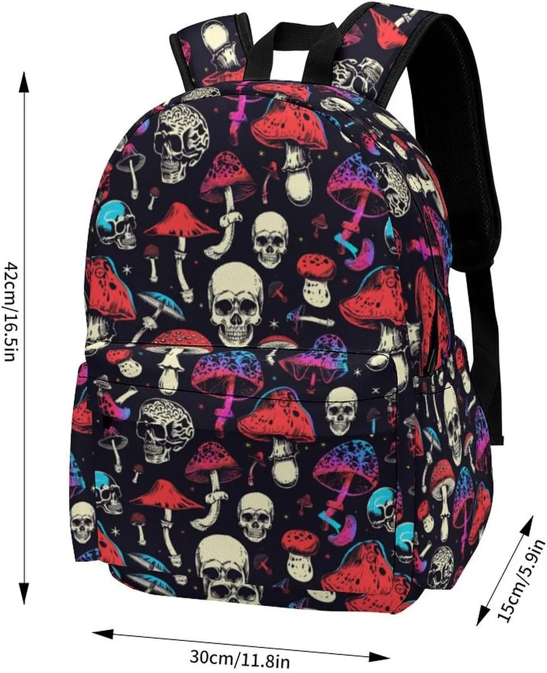 17 Inch Laptop Backpack Neon Skull Mushroom Star Teen Girls Boys School Backpack Bags Travel Bookbag Back Pack Outdoor Daypack for Women Men