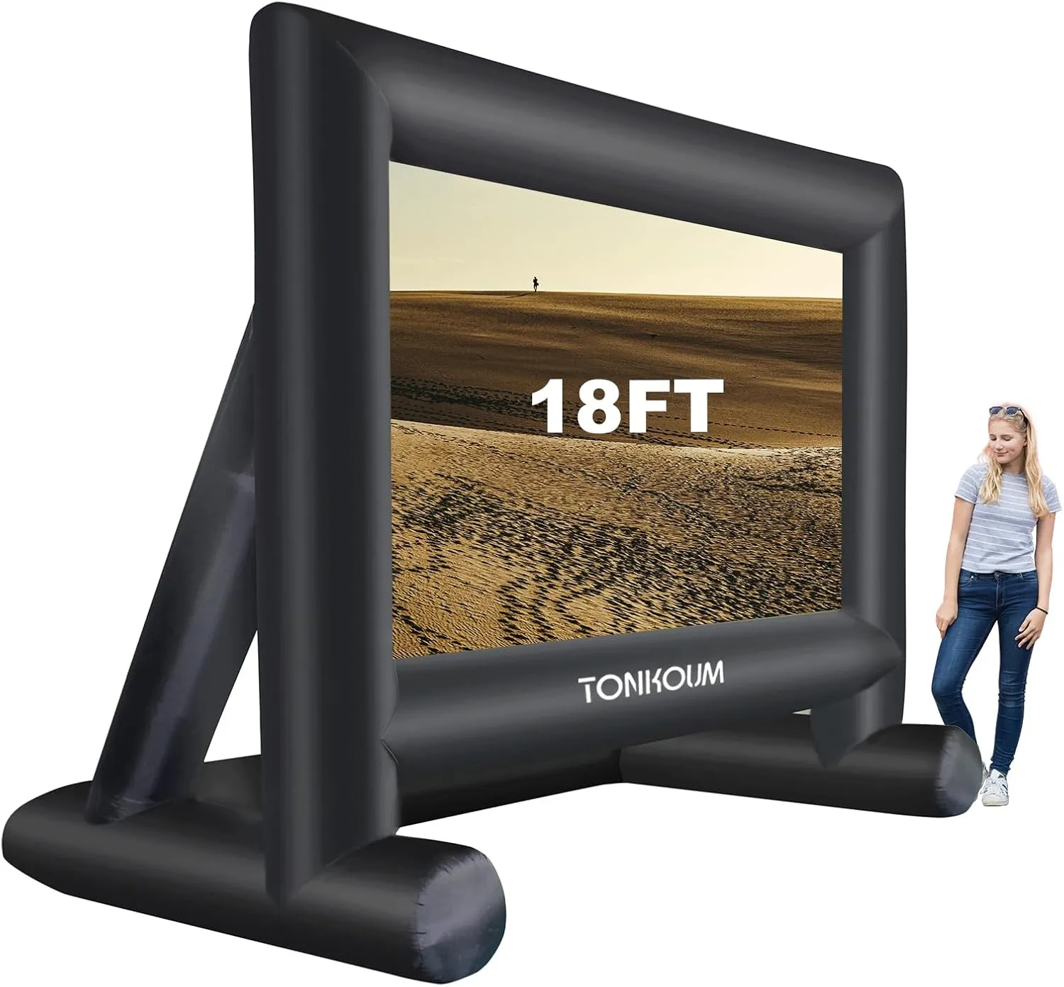 18 Feet Inflatable Projector Screen Outside Blow Up Movie Screen- Includes Inflation Fan, Tie-Downs and Storage Bag- Great for Outdoor Party Backyard Pool Fun
