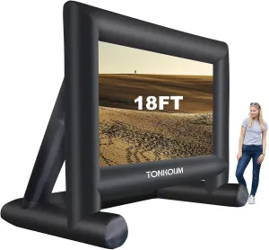 18 Feet Inflatable Projector Screen Outside Blow Up Movie Screen- Includes Inflation Fan, Tie-Downs and Storage Bag- Great for Outdoor Party Backyard Pool Fun
