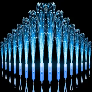 18 PCS Blue Fiber Optic Wands Glow Sticks, Light Up Wands,Glow in The Dark Party, Fiber Optic Lights, Flashing Light Sticks for Wedding, Concerts, Clubs,Halloween,Christmas