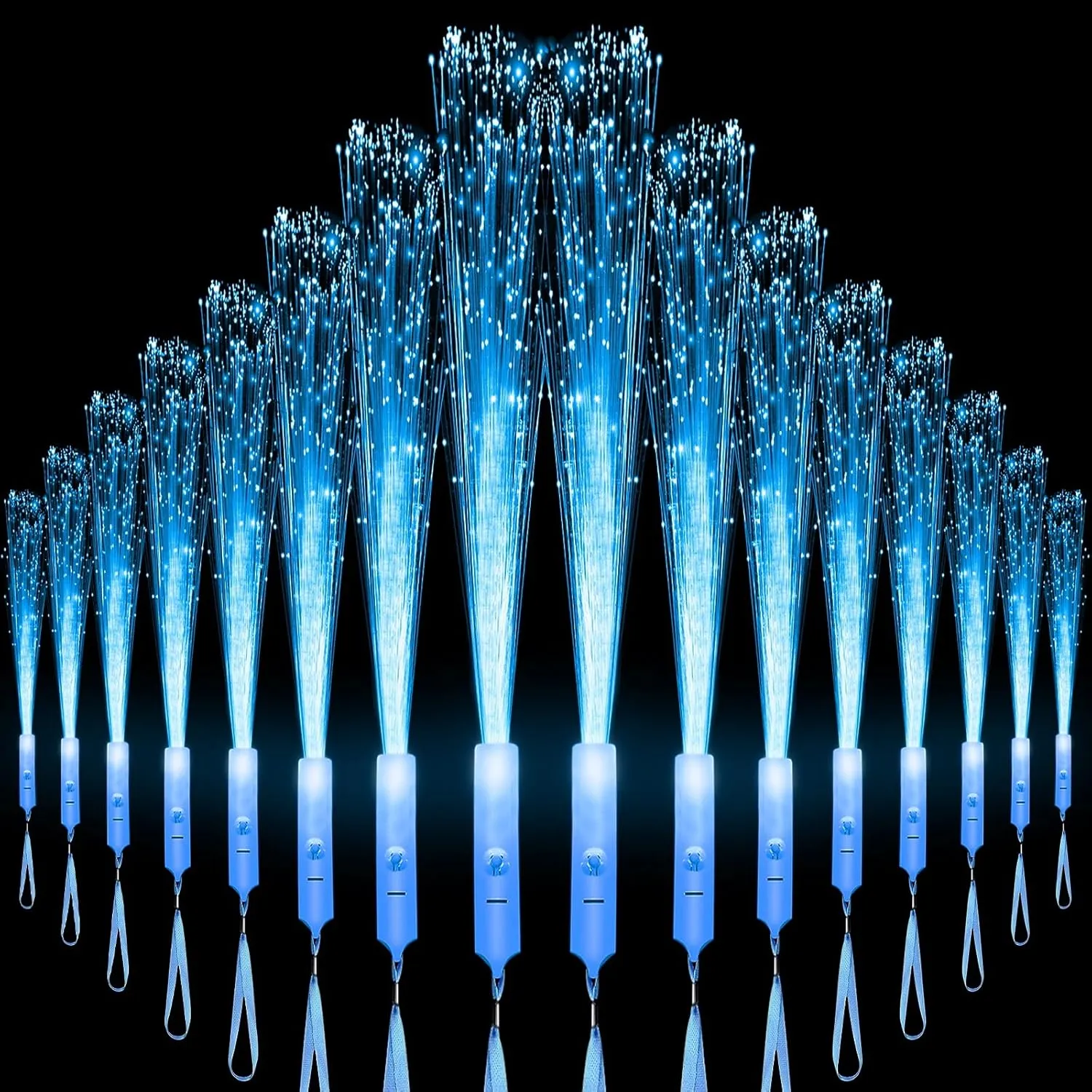 18 PCS Blue Fiber Optic Wands Glow Sticks, Light Up Wands,Glow in The Dark Party, Fiber Optic Lights, Flashing Light Sticks for Wedding, Concerts, Clubs,Halloween,Christmas