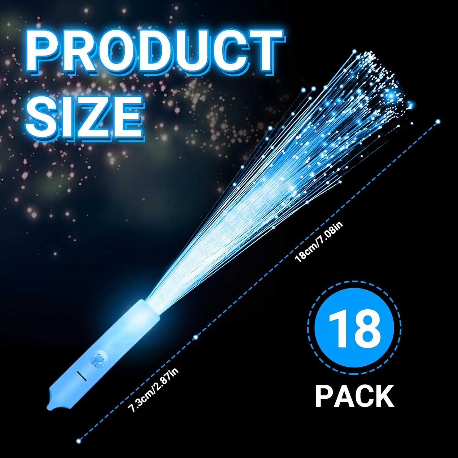 18 PCS Blue Fiber Optic Wands Glow Sticks, Light Up Wands,Glow in The Dark Party, Fiber Optic Lights, Flashing Light Sticks for Wedding, Concerts, Clubs,Halloween,Christmas