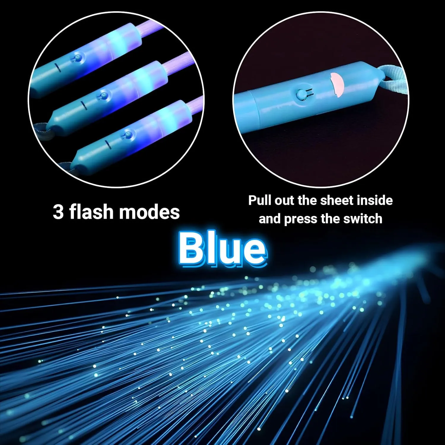 18 PCS Blue Fiber Optic Wands Glow Sticks, Light Up Wands,Glow in The Dark Party, Fiber Optic Lights, Flashing Light Sticks for Wedding, Concerts, Clubs,Halloween,Christmas