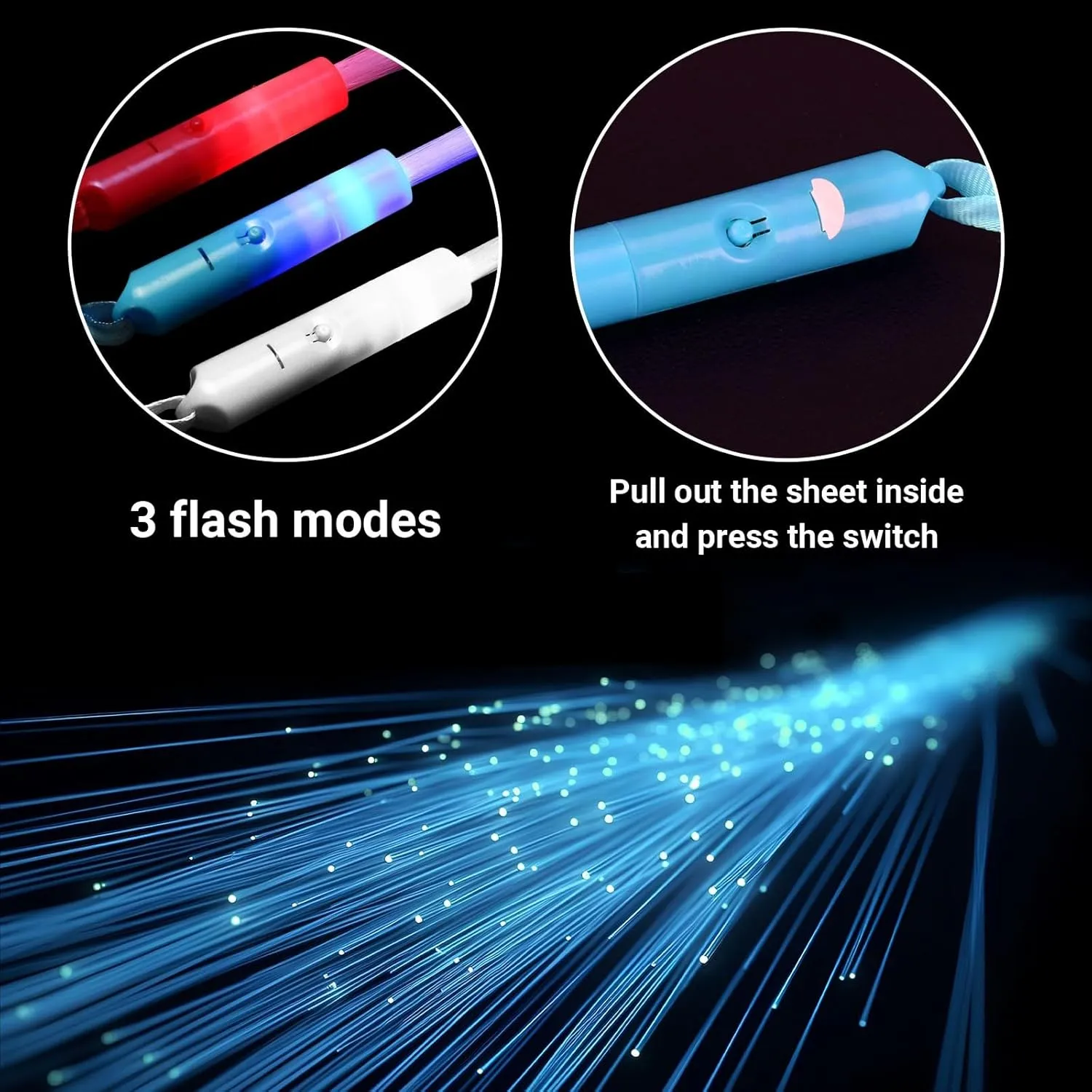 18 PCS Fiber Optic Wands Glow Sticks, Light Up Wands,Glow in The Dark Party, Fiber Optic Lights, Flashing Light Sticks for July 4th, Concerts, Clubs,Halloween,Christmas (Red Blue White)