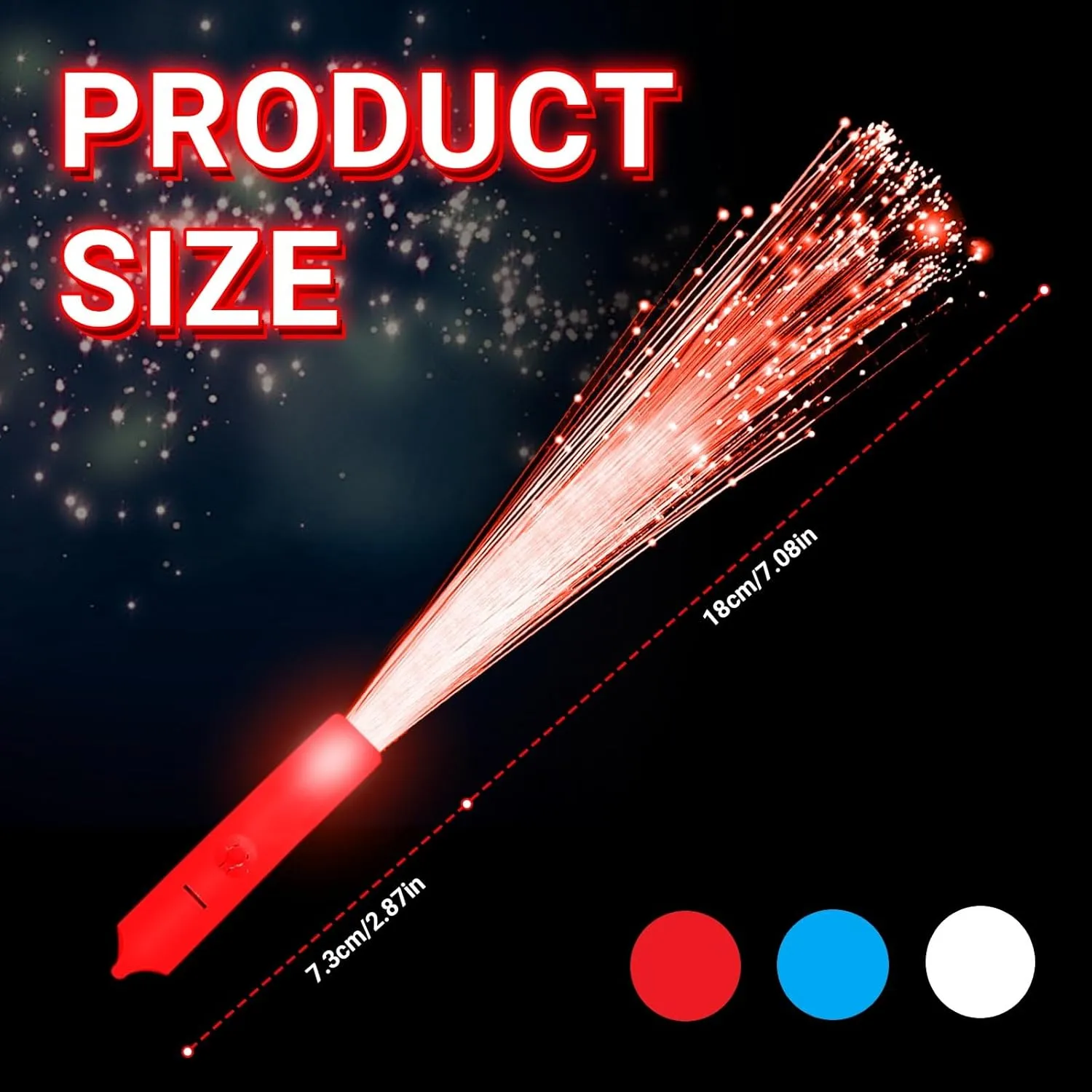 18 PCS Fiber Optic Wands Glow Sticks, Light Up Wands,Glow in The Dark Party, Fiber Optic Lights, Flashing Light Sticks for July 4th, Concerts, Clubs,Halloween,Christmas (Red Blue White)