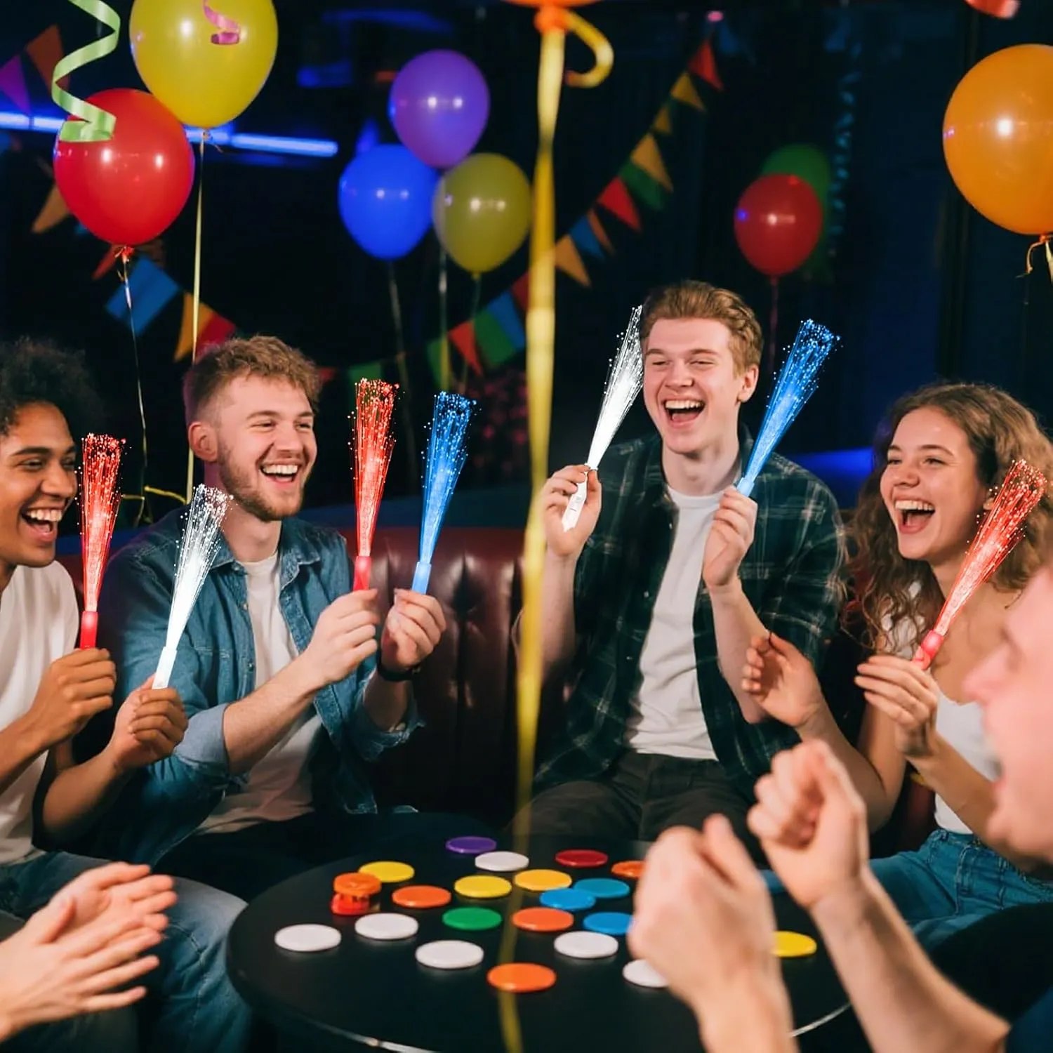 18 PCS Fiber Optic Wands Glow Sticks, Light Up Wands,Glow in The Dark Party, Fiber Optic Lights, Flashing Light Sticks for July 4th, Concerts, Clubs,Halloween,Christmas (Red Blue White)