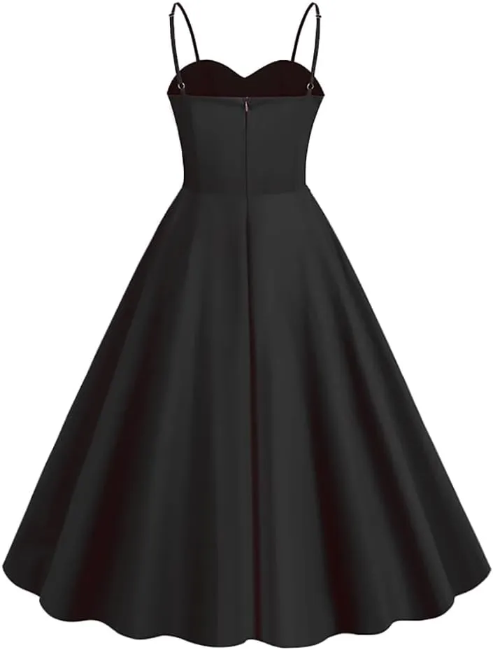 1950s Dresses for Women Vintage Retro Cocktail Party Swing Dresses Halter Floral Rockabilly 50s Polka Dot Pin up Dress