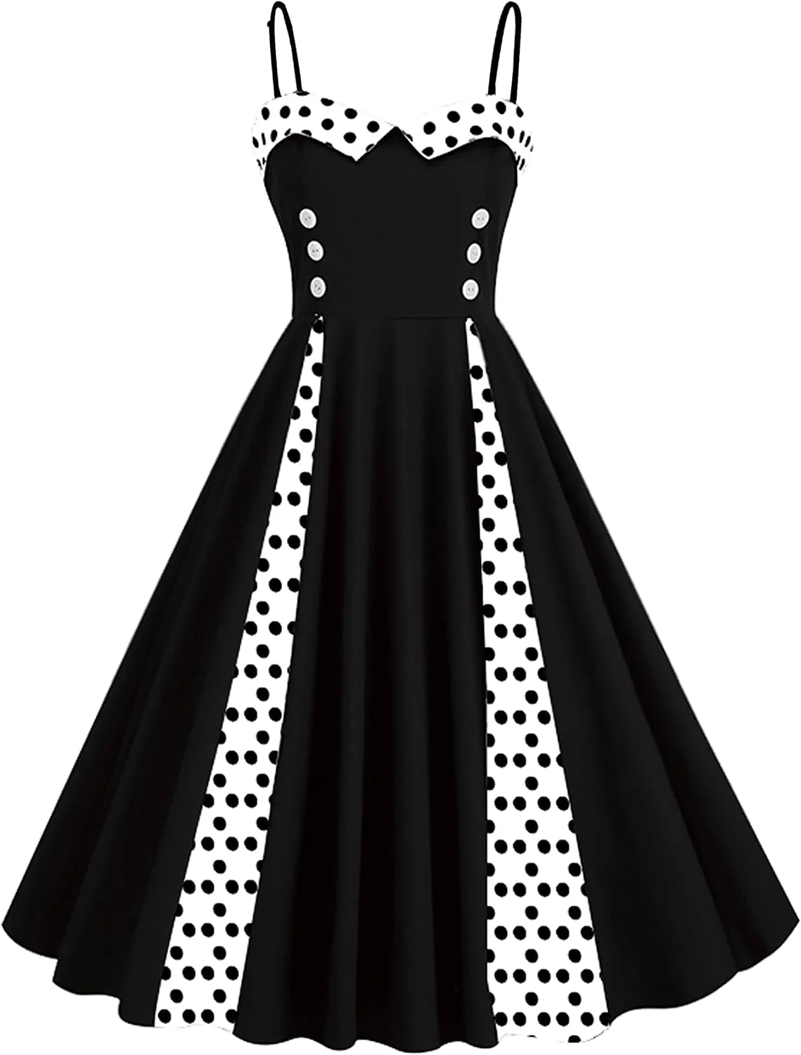 1950s Dresses for Women Vintage Retro Cocktail Party Swing Dresses Halter Floral Rockabilly 50s Polka Dot Pin up Dress