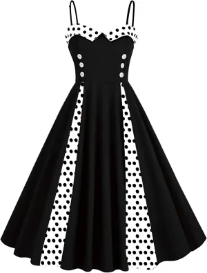 1950s Dresses for Women Vintage Retro Cocktail Party Swing Dresses Halter Floral Rockabilly 50s Polka Dot Pin up Dress