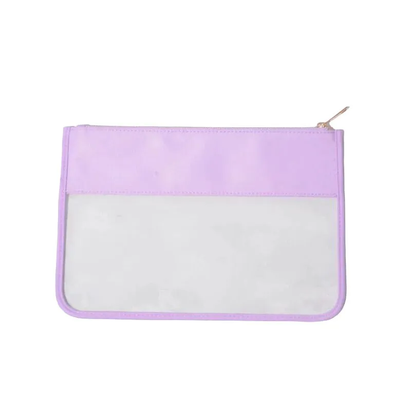 2 Sizes- Clear Nylon Cosmetic Bag - DIY Customizable w Glitter Varsity Letter Initial Patches Makeup Bag Nylon Clear Snacks Pouch- BAG ONLY