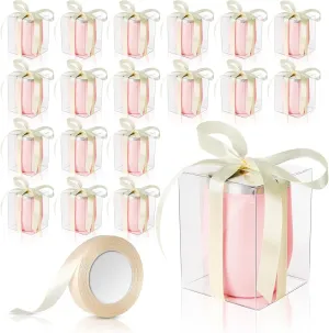 20 Pack 15 OZ Stemless Wine Glass Gift Boxes Favor Boxes With Clear Window Glassware Display Box Glass Favor Bags for Gifting Can Hold 15oz Glass For Bachelorette Party Wedding (Glass Not Included)