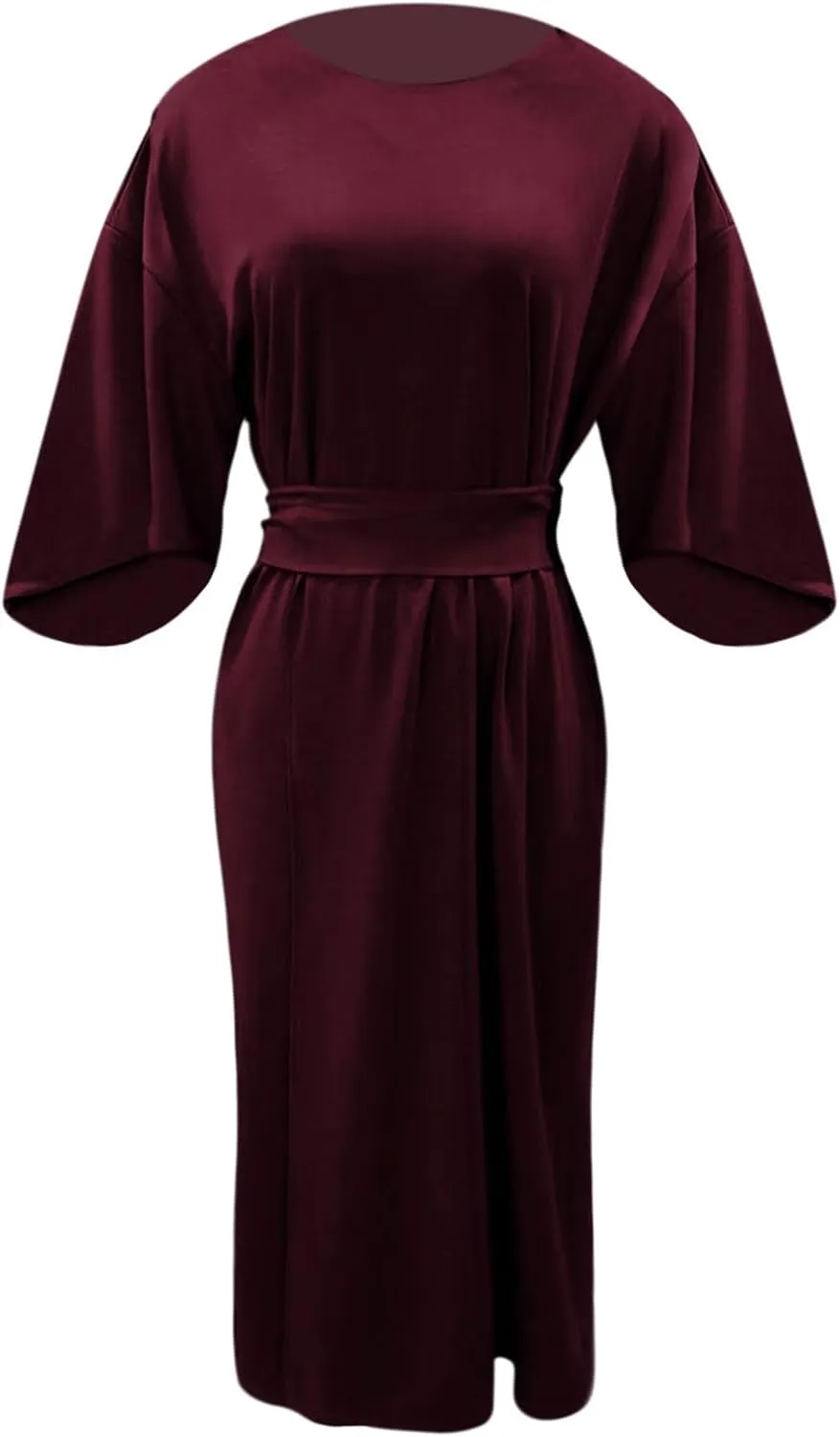 2025 Dresses for Women Elegant Classy 3/4 Lantern Sleeve Solid Color High Waist A Line Flowy Formal Evening Gowns Dress
