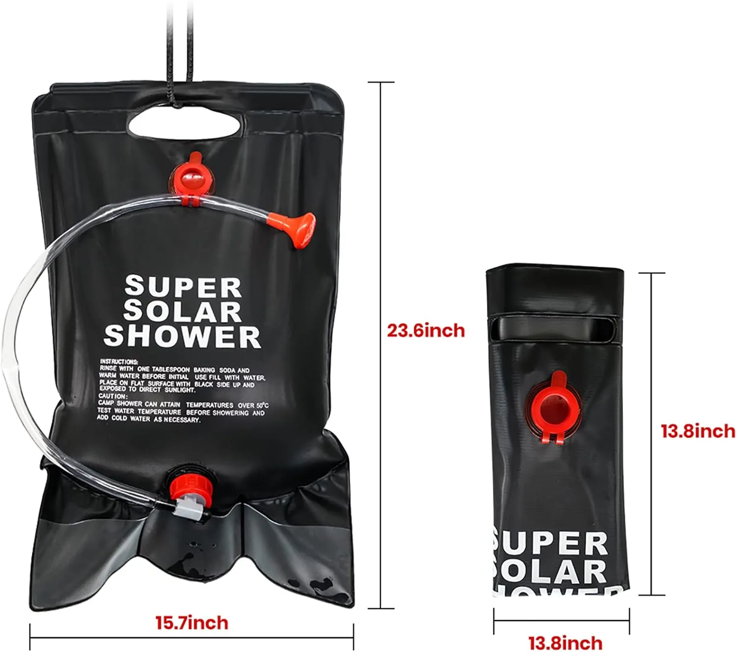 20L Portable Shower Bag with Switch Hose and Plastic Head Large Capacity Solar Water Storage for Camping Outdoor Hiking Picnic