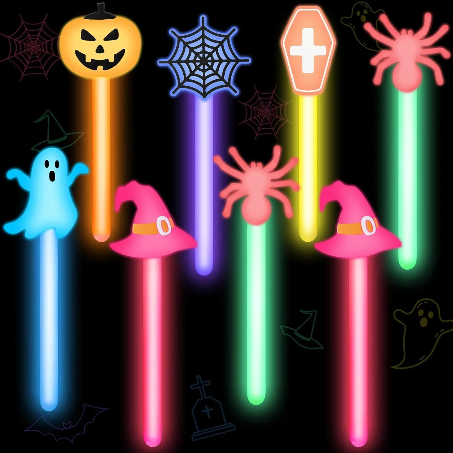 24 Halloween Party Favors Glow Sticks for Kids, 4 Inch Glow Sticks Halloween Glow in the Dark Party Supplies Halloween Goodie Bags Stuffers Classroom Prizes