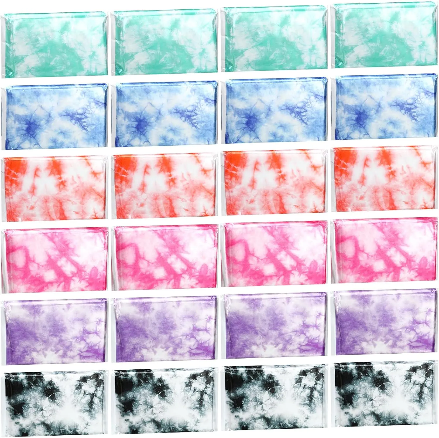 24 Packs Travel Size Tissue Pocket Slim Pack Facial 3 Ply Wallet Size Pocket Tissues for Travel Wedding Party Favors, 6 Styles(Tie Dye)