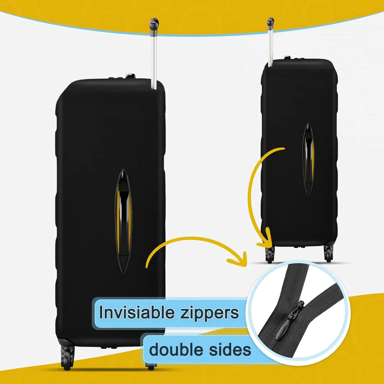 28 Inch PVC Luggage Protector Covers for TSA Approved Clear Suitcase Cover Protector Transparent Luggage Protective Cover Set (Black, Suitable for 28"-29")
