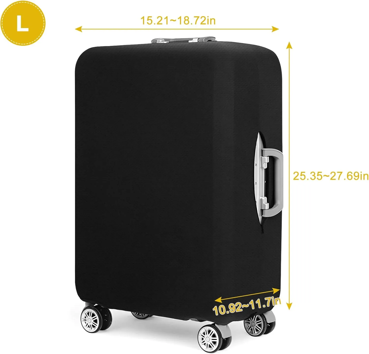 28 Inch PVC Luggage Protector Covers for TSA Approved Clear Suitcase Cover Protector Transparent Luggage Protective Cover Set (Black, Suitable for 28"-29")
