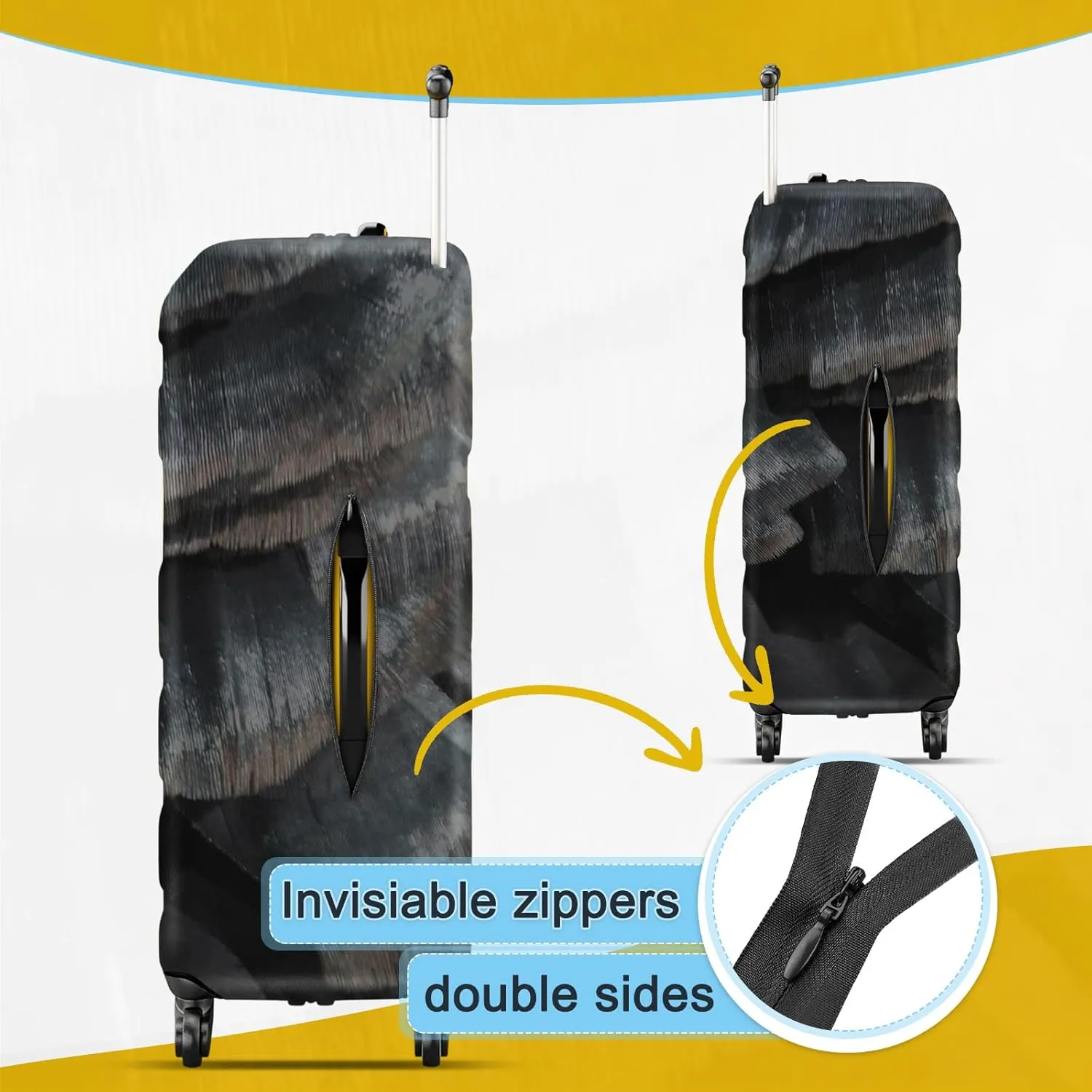 28 Inch PVC Luggage Protector Covers for TSA Approved Clear Suitcase Cover Protector Transparent Luggage Protective Cover Set (Painting, Suitable for 28"-29")