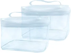 2PCS Clear Handle Zipper Cosmetic Bag and Versatile Travel Pouch,Durable PVC Material,for Makeup Travel Essentials (2 Pcs Transparent)