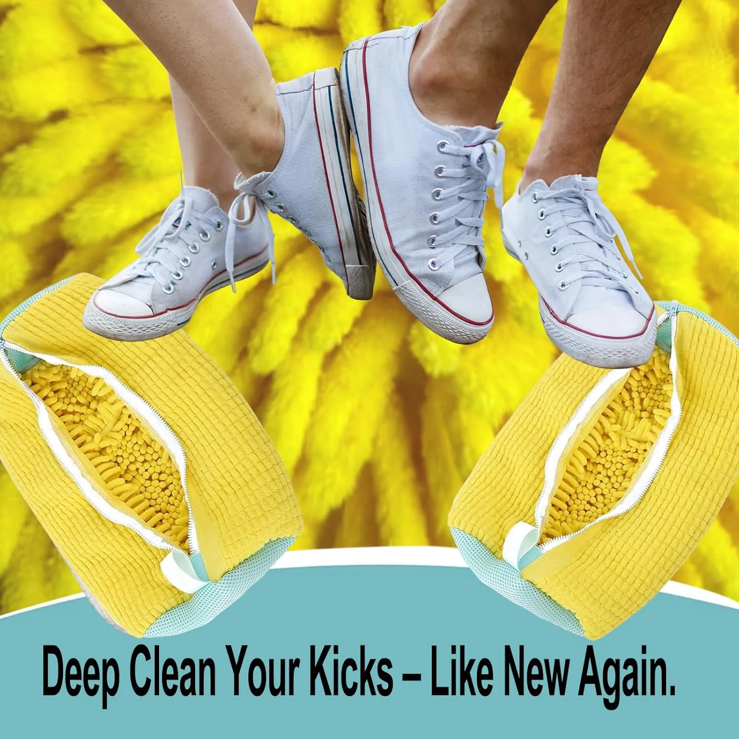 2Pcs Shoe Washing Machine Bag: Laundry Shoe Bag for Washer and Dryer Include Dust-Proof Shoes Bag - Reusable Shoe Cleaning Bag for Sneaker Tennis Shoes Unstain Cleaner Kit (Yellow)