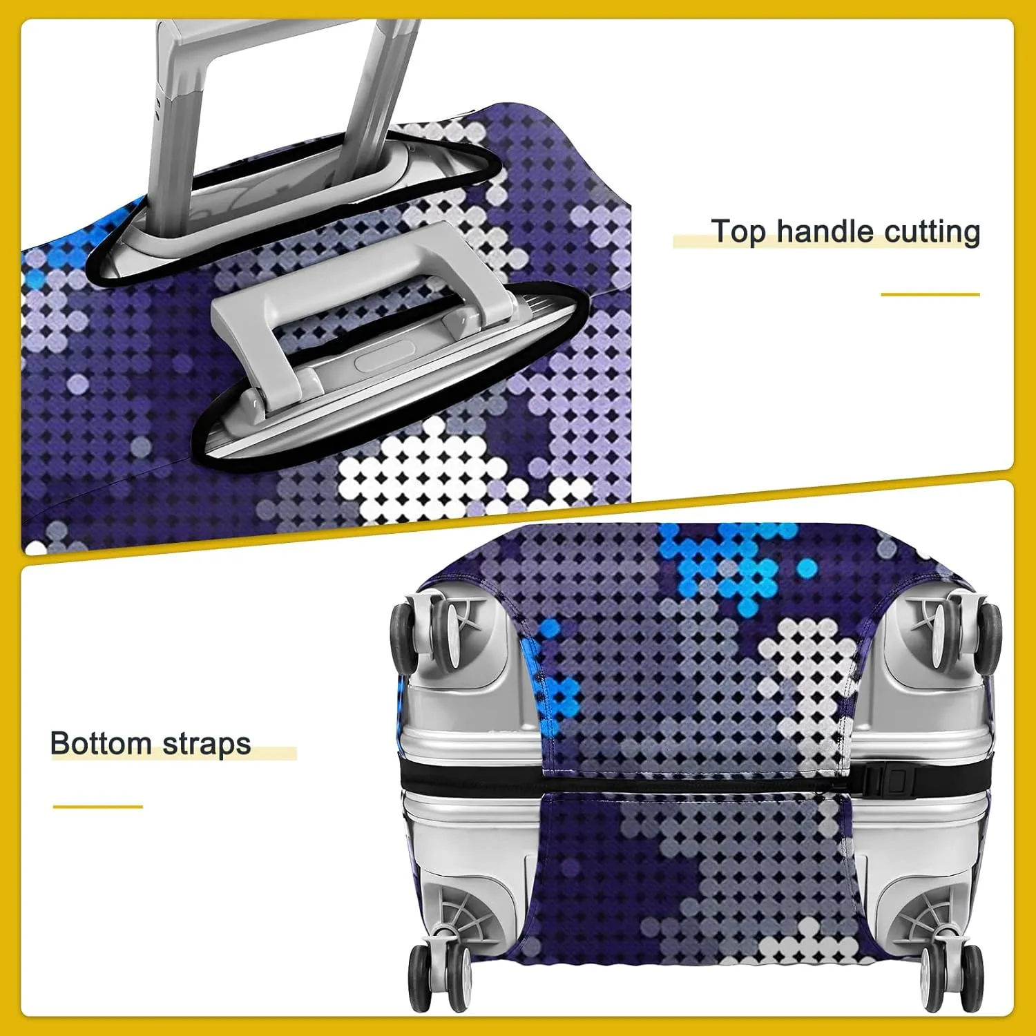 30 Inch PVC Luggage Protector Covers for TSA Approved Clear Suitcase Cover Protector Transparent Luggage Protective Cover Set (Map, Suitable for 30"-31")