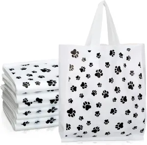 300 Pcs Dog Paw Bags with Handles - Plastic Print Treat Gift Bags for Selling, Shopping, Merchandise, Small Business, Party Favor, 7.87 x 9.45 Inch