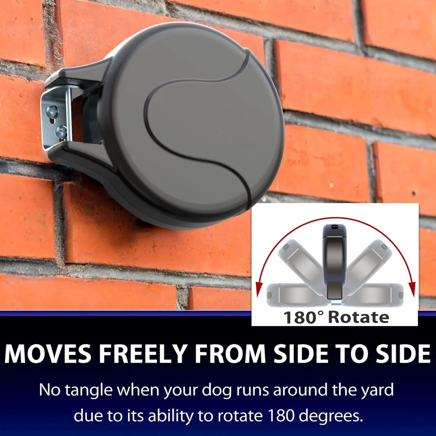 30ft Wall Mount Retractable Dog Tie Out Cable for Small to Large Dogs Between 20-100 lbs, Patented Retractable Dog Lead Great for Yard/Garden - Durable for 70,000 Cycles (Black, 30ft)