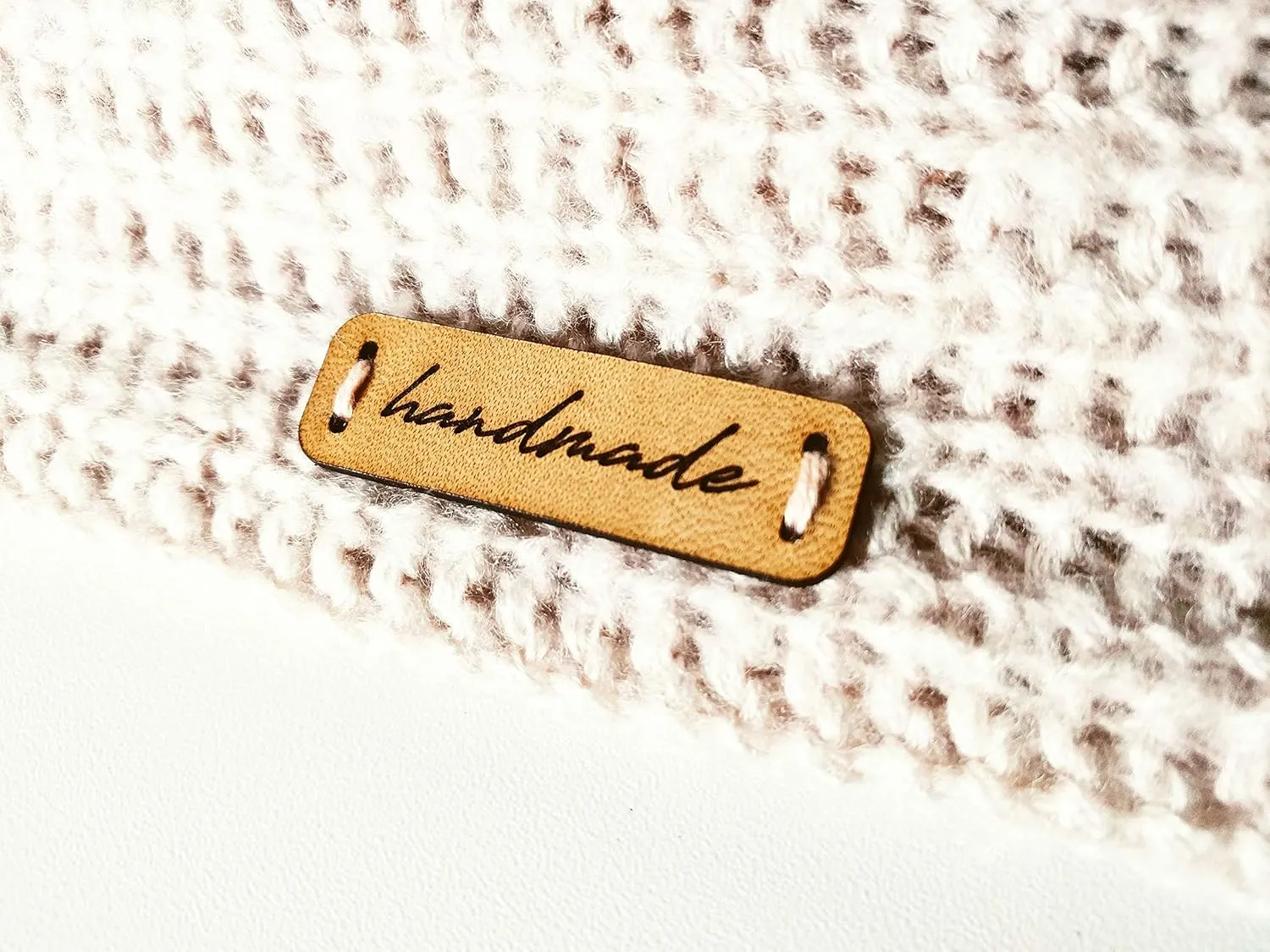 3DP Customized Text Handmade Leather Labels - Mod. C2 - 15 Pieces (48x15 mm, 2 mm thickness)