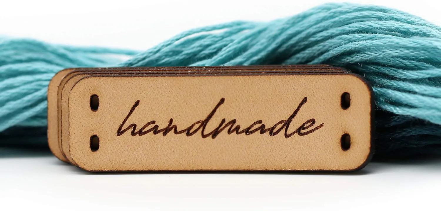 3DP Customized Text Handmade Leather Labels - Mod. C2 - 15 Pieces (48x15 mm, 2 mm thickness)