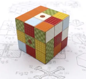 3x3 Puzzle Cube - Retro Patchwork Design (stickerless)