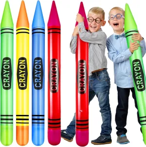 4 Pcs 43.3 Inch Jumbo Inflatable Crayons Neon Large Blow up Crayons Set Giant Crayon Prop Decorations for Birthday Classroom Supplies Decor Party Favor(Green, Yellow, Blue, Red)