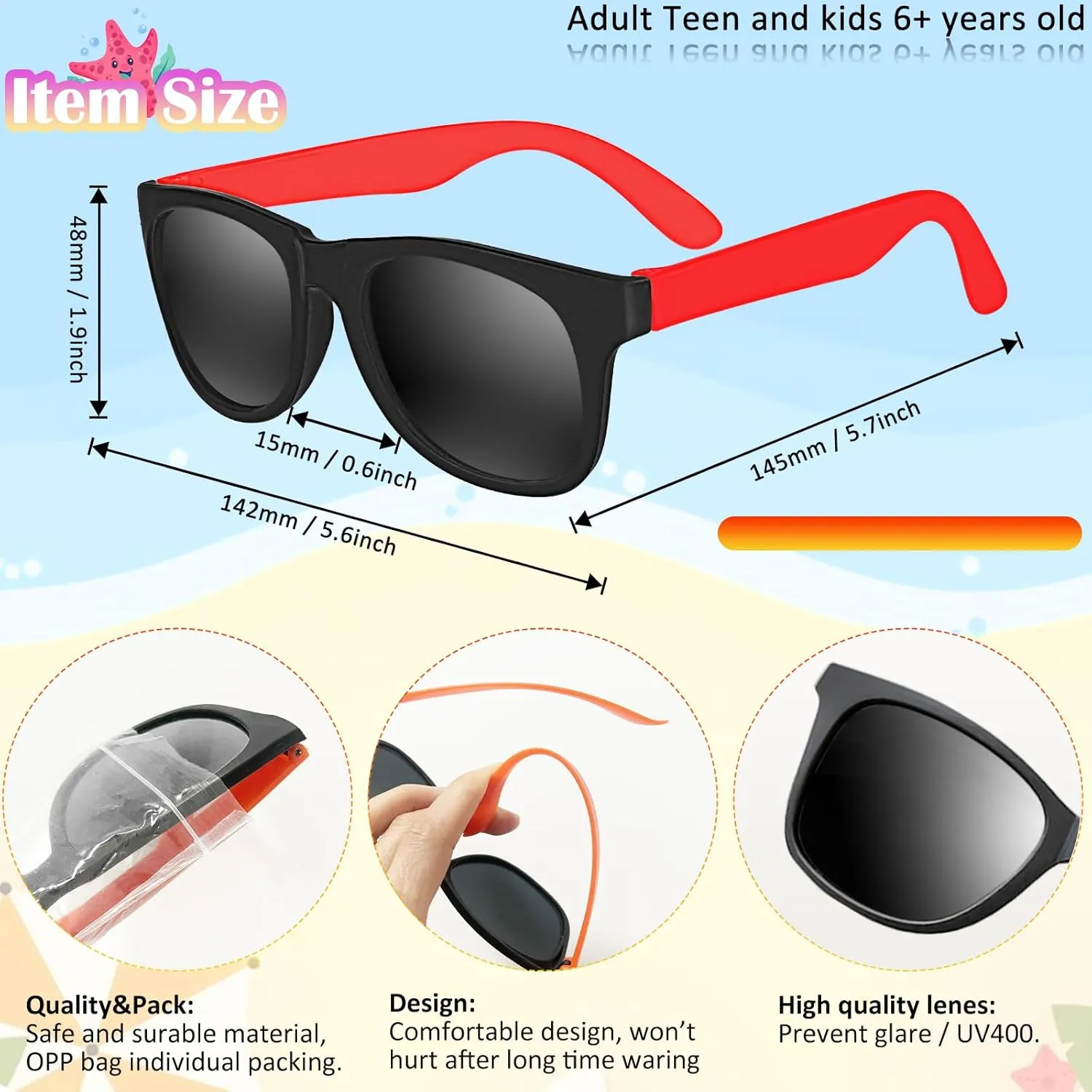48/72 PCS Sunglasses Beach Balls Party Favors 12" Inflatable Pool Beach Balls Bulk for Kids Adults Rainbow Pool Balls Park Backyard Summer Water Birthday Parties Supplies