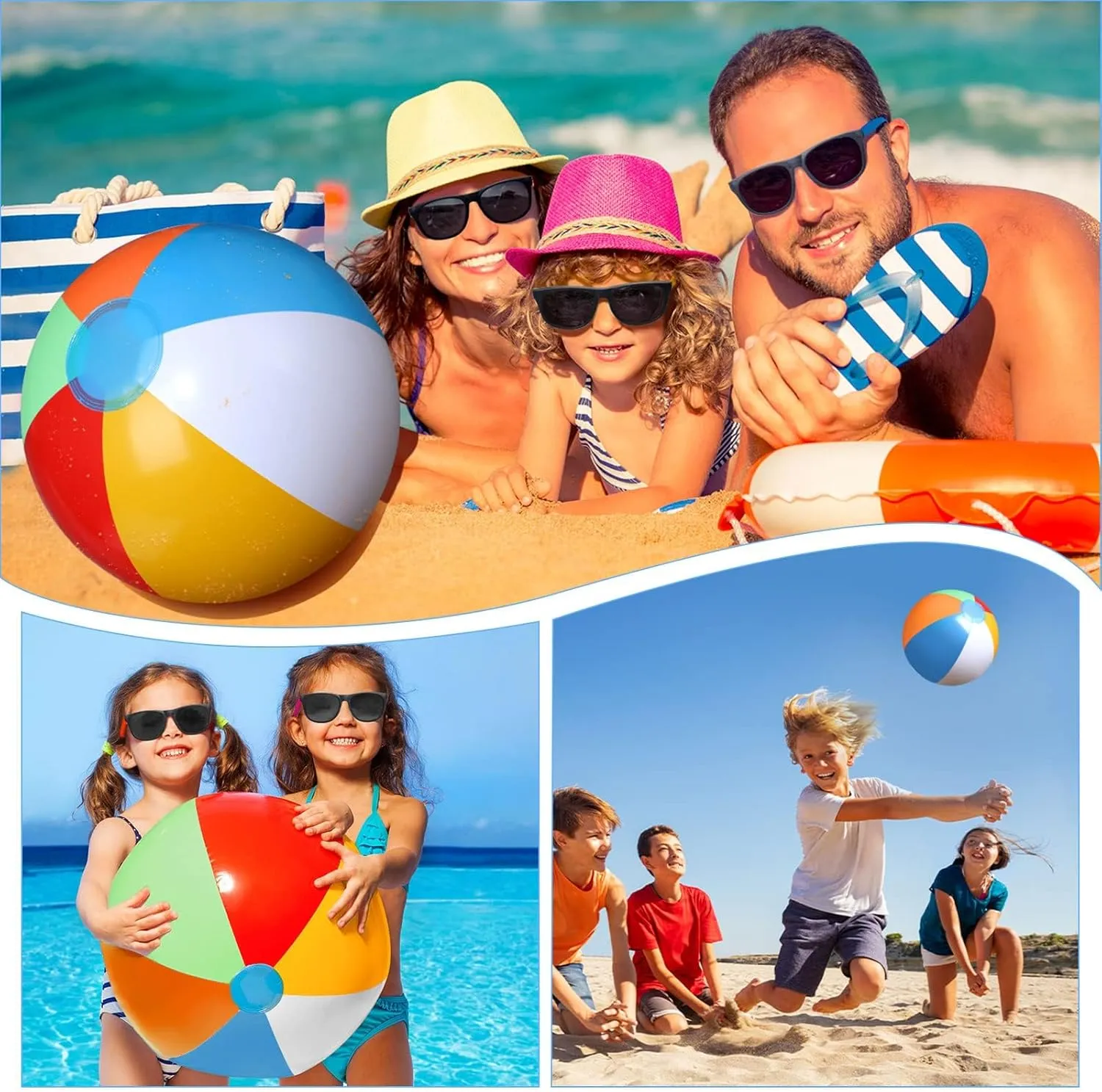 48/72/96 PCS Sunglasses Beach Balls Party Favors 12" Inflatable Pool Beach Balls Bulk for Kids Adults Rainbow Pool Balls Park Backyard Summer Water Birthday Parties Supplies