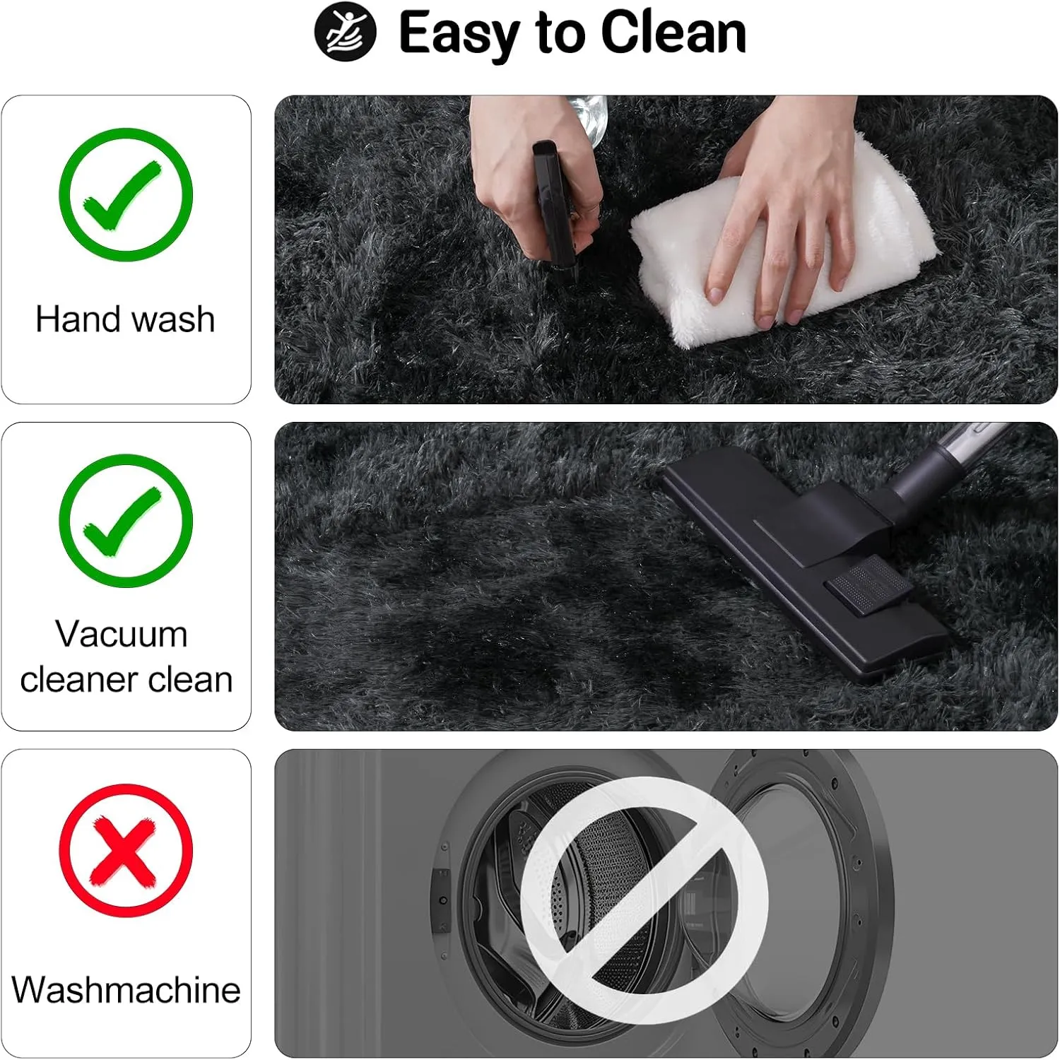 4x6 Area Rugs for Bedroom, Fluffy Soft Shag Rugs for Living Room, Small Fuzzy Plush Shaggy Carpets for Boys and Girls Dorm Room Home Decor (4ft x 6ft, Tie-Dyed Black Grey)