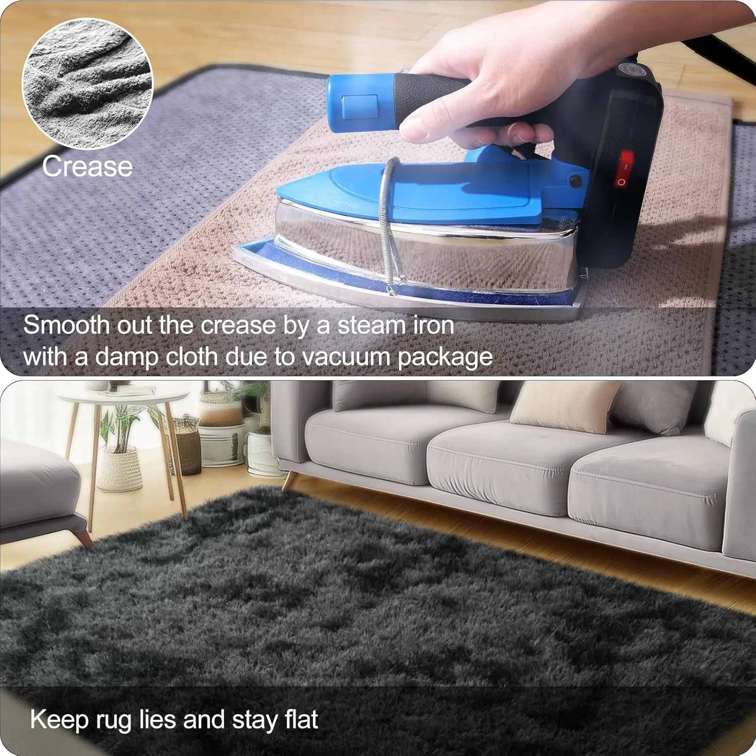 4x6 Area Rugs for Bedroom, Fluffy Soft Shag Rugs for Living Room, Small Fuzzy Plush Shaggy Carpets for Boys and Girls Dorm Room Home Decor (4ft x 6ft, Tie-Dyed Black Grey)